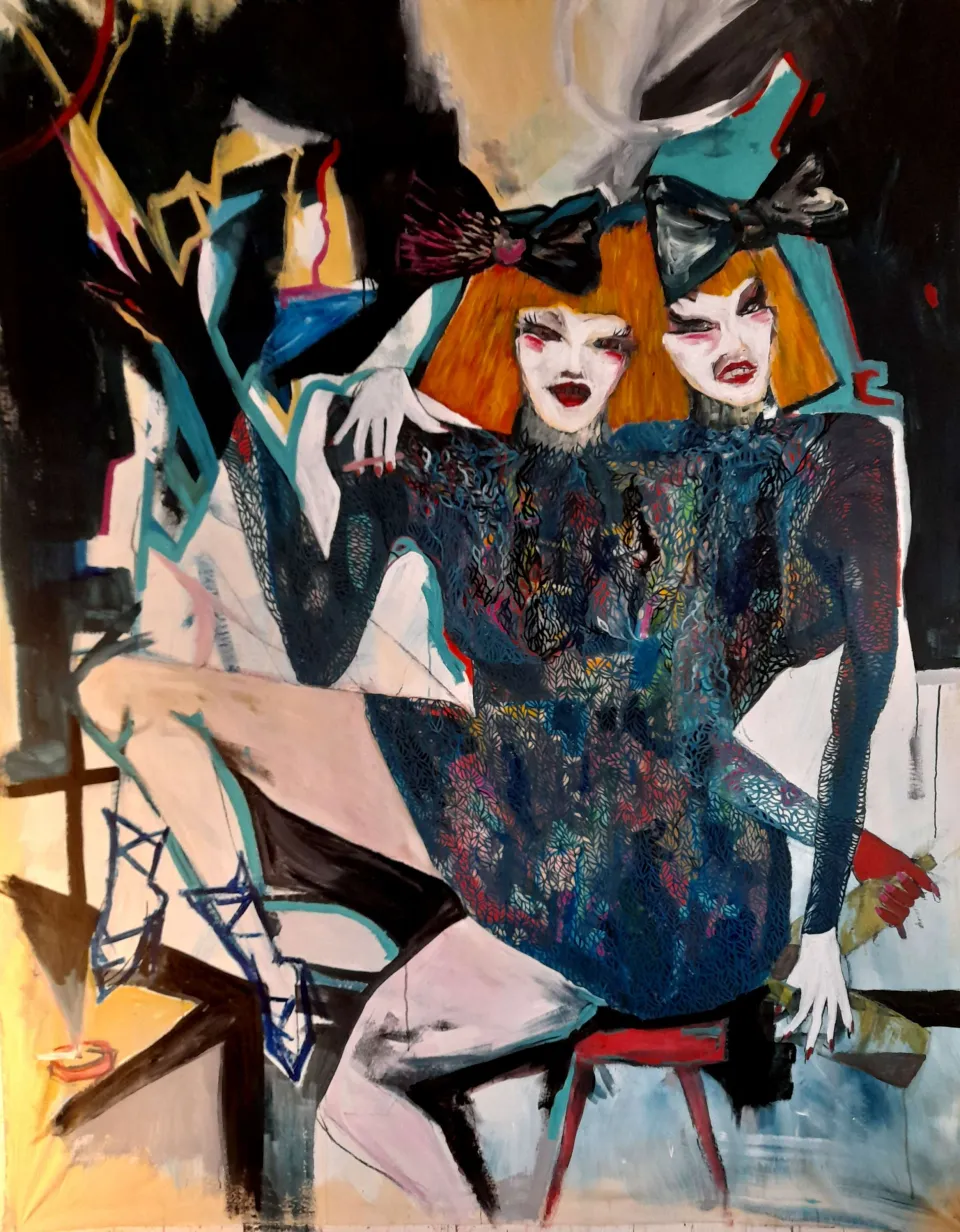 Party girls, 170c210cm acrylicpainting 2023