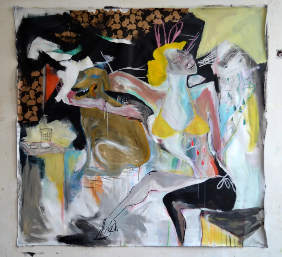 Sad bunny (technique mixte sur toile 155x150cm) 2020